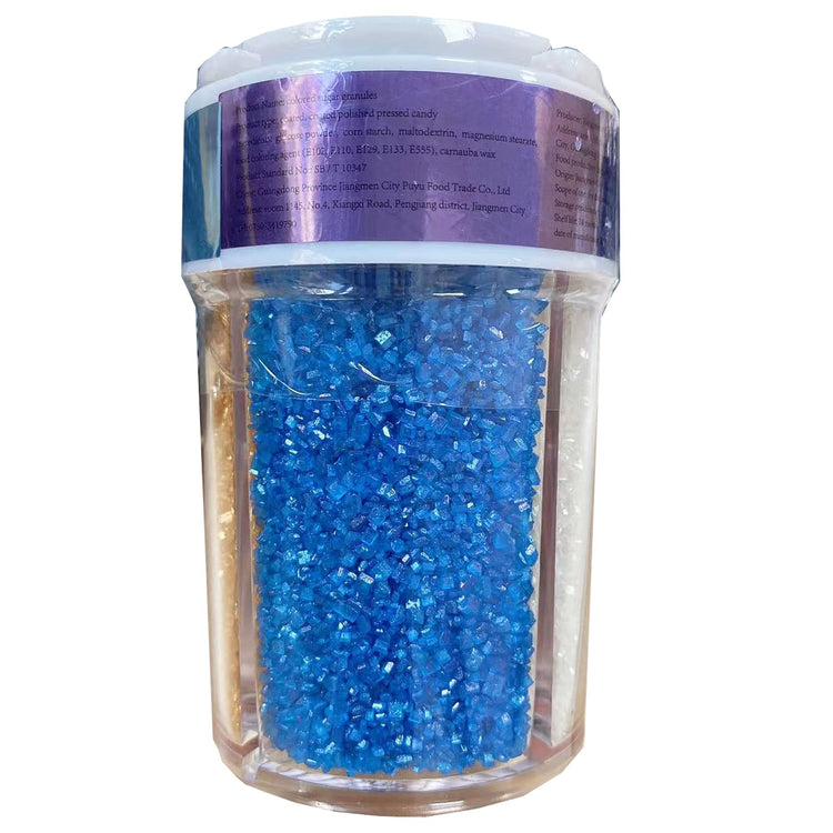 4 Colors Sanding Sugar for Baking Edible Sparkling Coarse Sugar Crystals Sprinkles for Baking Cake Cookie Cupcake Topper Ice Cream Decoration Supplies（Blue Orange Gold White）