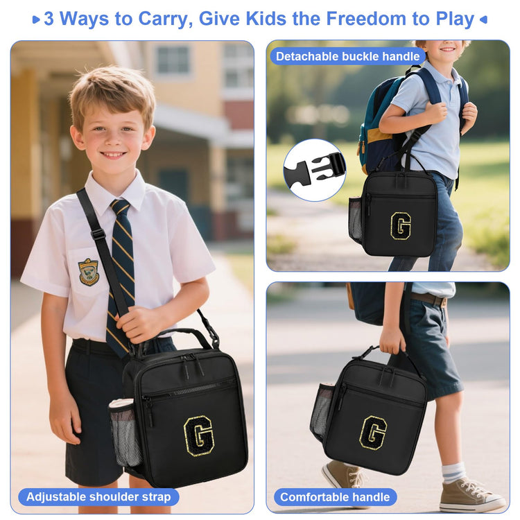 Lunch Box Kids Large Initial Insulated Lunch Bag for Girls