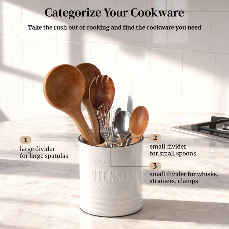 7.2" Large Ceramic Utensil Holder for Kitchen Counter