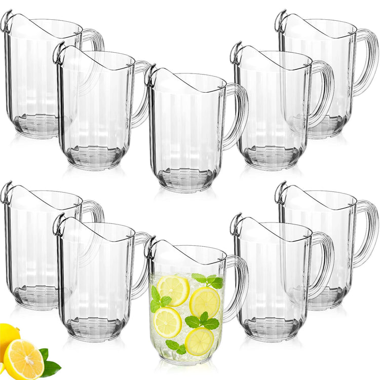 Tessco 10 Pcs Plastic Pitchers 60 Oz Clear Water Beer Jug Large (10 Count)