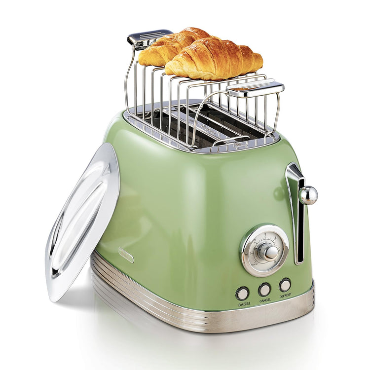 Green Cute Retro Toaster 2 Slice with 1.58" Wide Slots