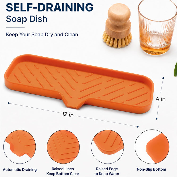 Silicone Soap Dish with Drain Spout