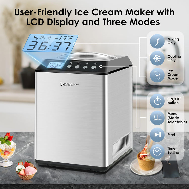 2.64QT Ice Cream Maker with Compressor