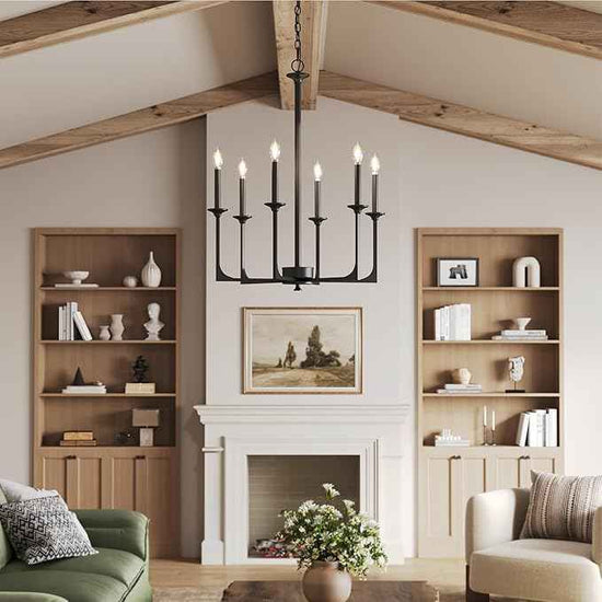 Tribesigns 27" Black Chandelier, 6-Light Chandeliers for Dining Room Lighting Fixtures Hanging, Pendant Light Fixtures Farmhouse Industrial Lighting for Kitchen, Living Room, Bedroom and Entryway
