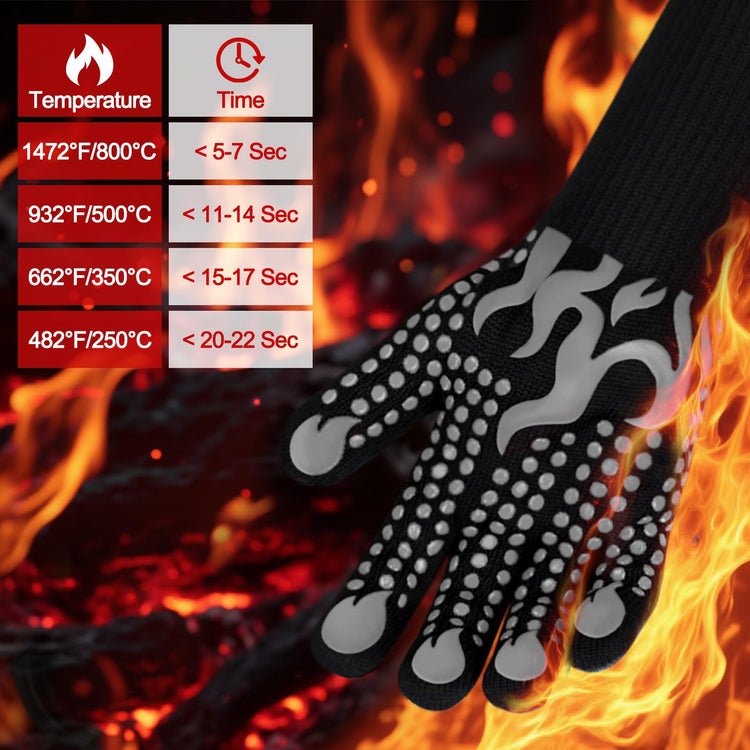 BBQ Gloves 1472 Degree F Heat Resistant Grilling Gloves Silicone Non (2 Count)