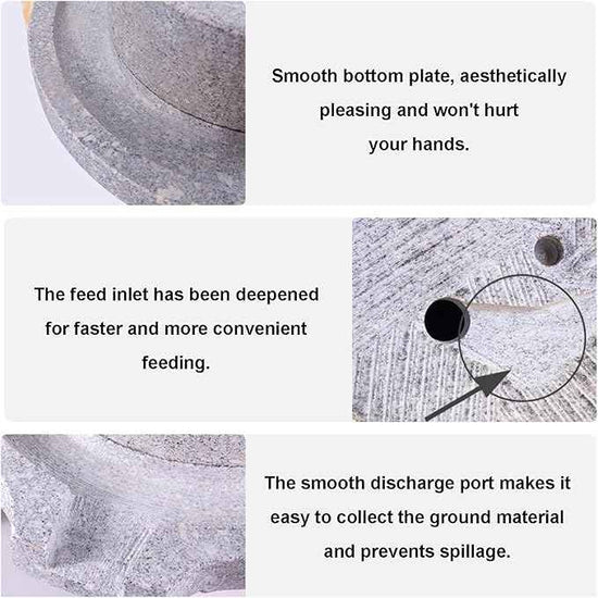 Handmade Granite Stone Mill - Manual Grinder for Rice, Coffee, Wheat & Beans - Heat-Free Grinding for Home Use, & Efficient Kitchen Tool