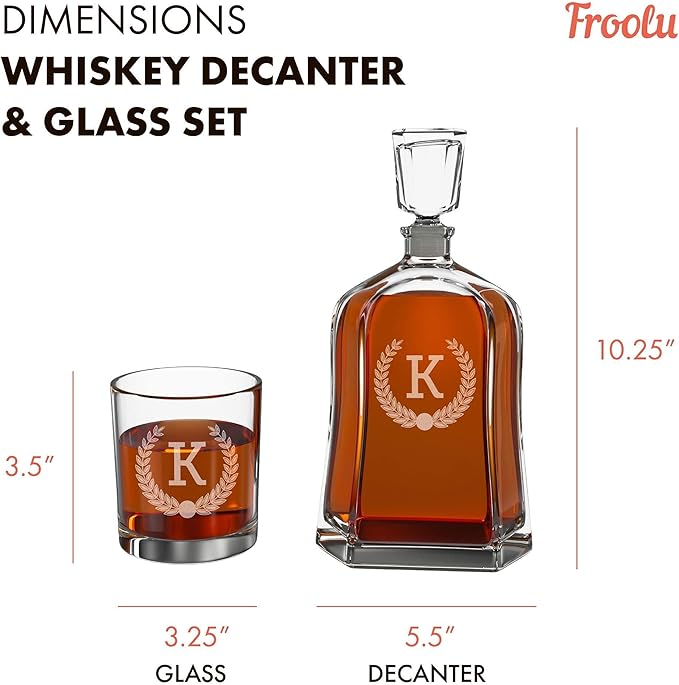 Personalized Whiskey Decanter Set, Whiskey Decanter Sets for Men, Customized Gifts for Men, Whisky Decanter Sets, Bourbon Decanter Set, Engraved Custom Scotch Glasses Liquor Lovers for Christmas