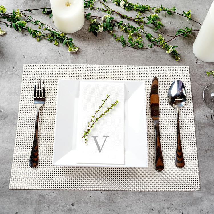 Silver V White Linen Feel Guest Towel Napkin (2000 Count)