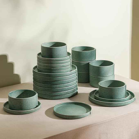 Stone Lain Bao 12-Piece Dinnerware Set Stoneware, Green