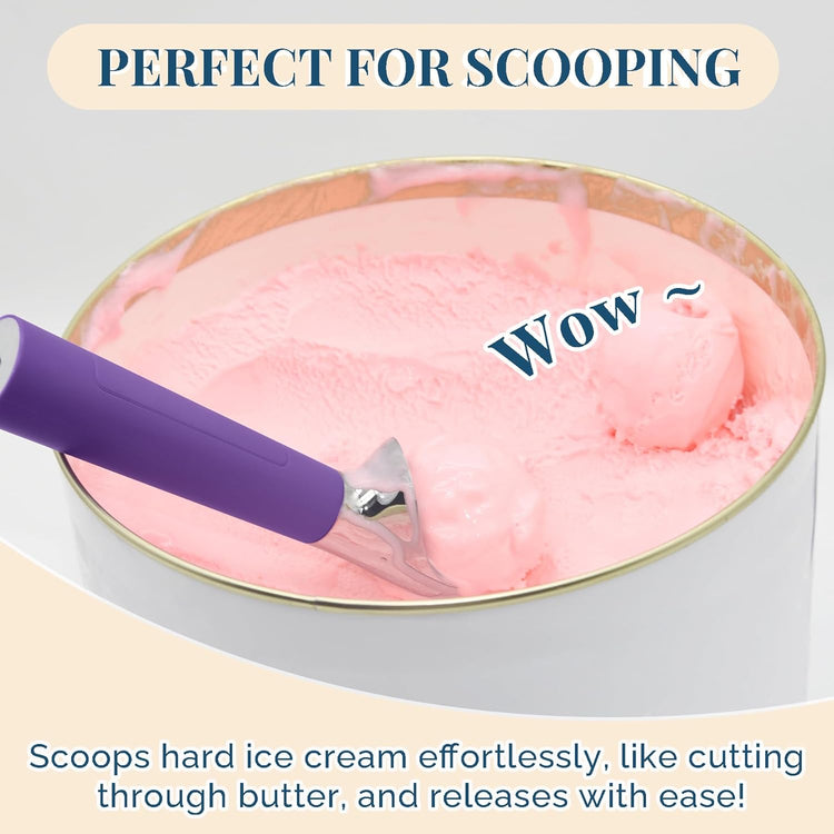 Heated Ice Cream Scoop Rechargeable, Electric Warming Ice Cream Scooper with LED Display, Heats to 158°F for Hard Ice Cream, Easy for Seniors & Kids, IP67 Waterproof (Royal Purple, 2oz)