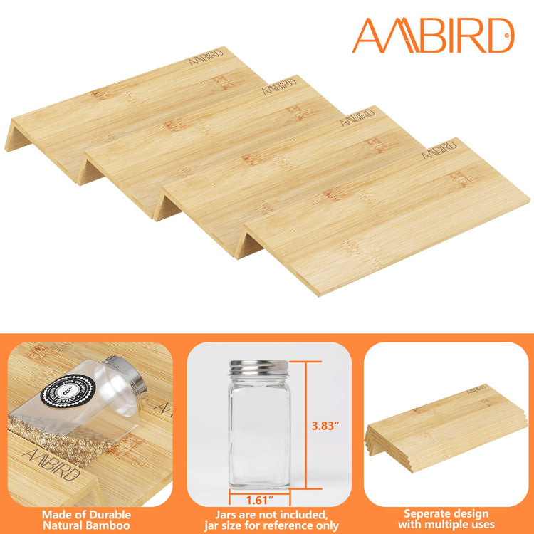 Bamboo Spice Drawer Organizer with Non (4 Count)