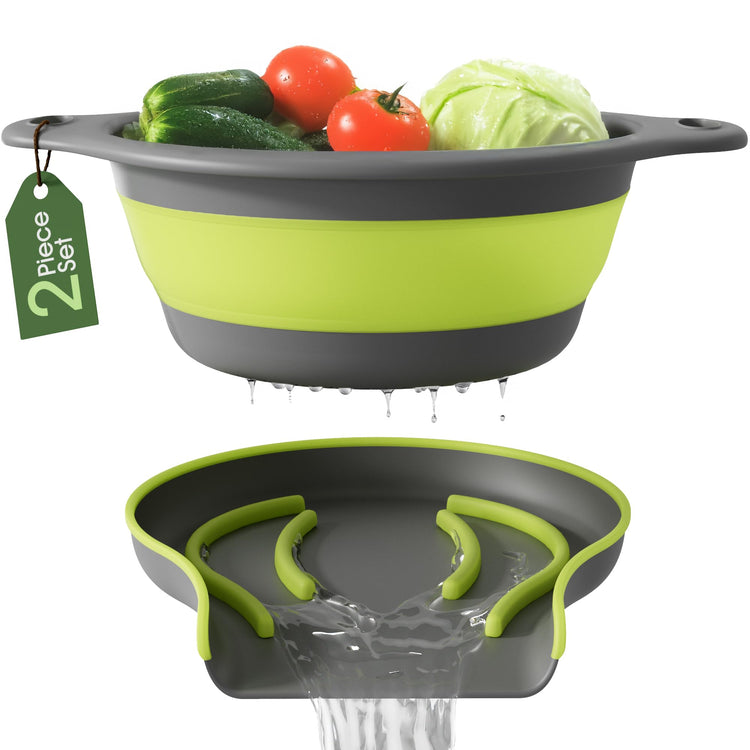 Large Collapsible Colander with Self Draining Base