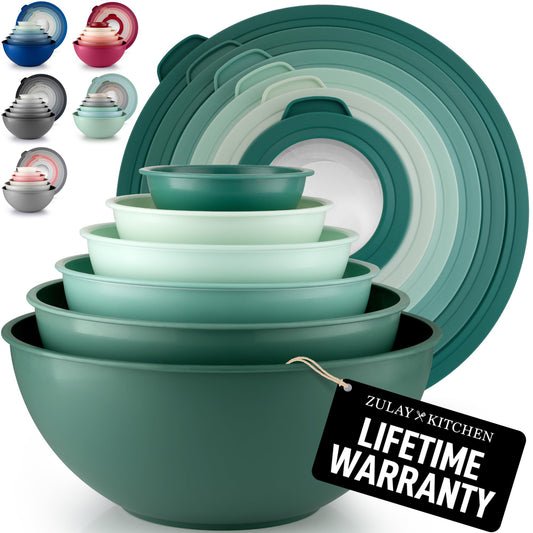 12 Piece Plastic Mixing Bowl Set