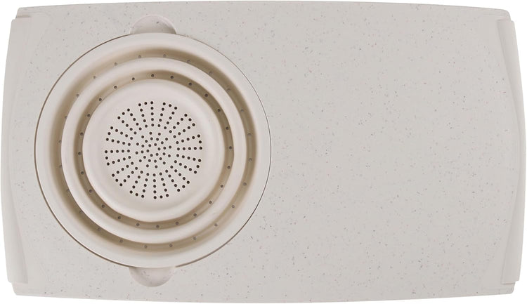 Dexas Over the Sink PolyFiber Flax Cutting Board with Collapsible Colander Strainer, 11.5 x 20", Cream