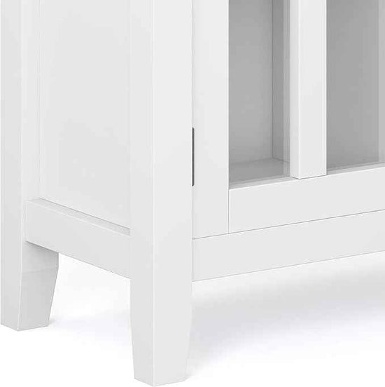 SIMPLIHOME Artisan Storage Cabinet - 30 inch Wide Solid Wood Low Storage Cabinet in White, Contemporary Accent Cabinet for Living Room or Dining Room with Glass Doors and Adjustable Shelves