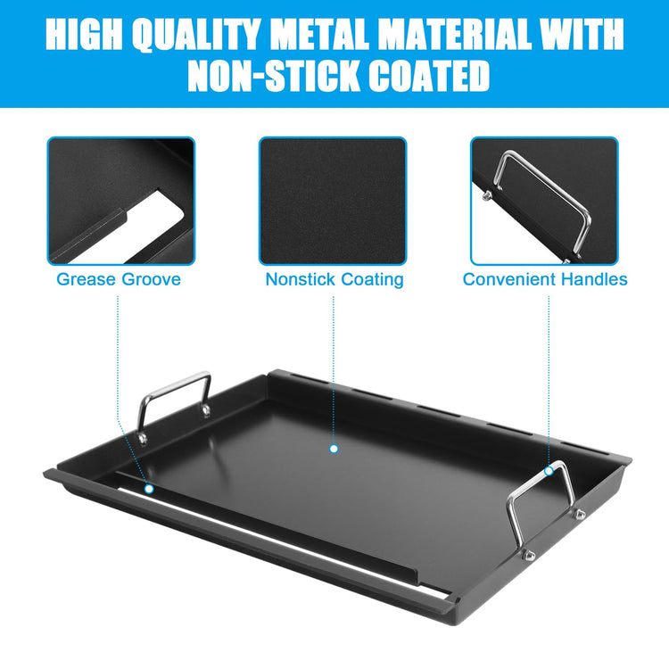 6787 Full Size Griddle Inserts with Handles for Weber Spirit I & II 300 Series Grills Nonstick Flat Top Griddle for Weber Spirit E