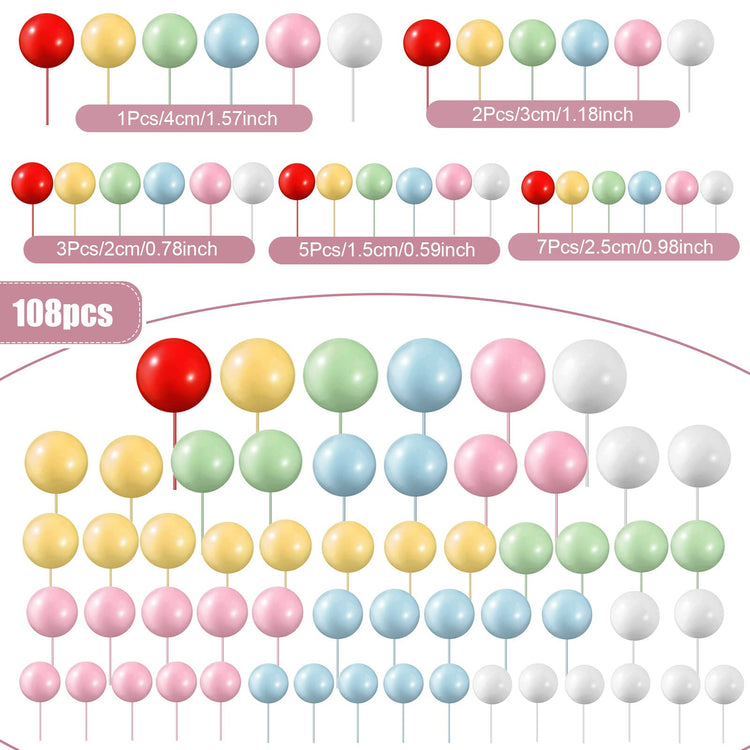 108 Pcs Balls Cake Topper