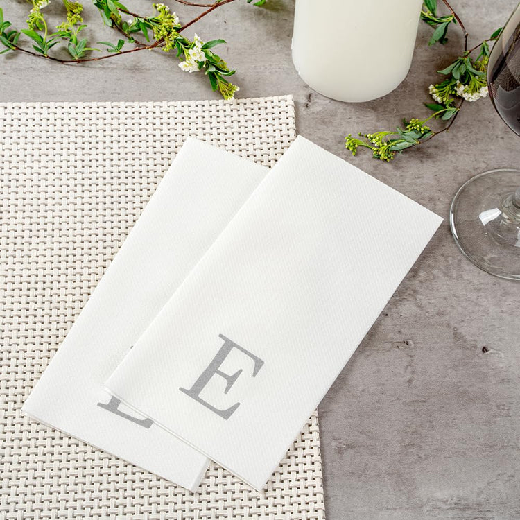 Paper Rectangle Silver Letter E Linen (50 Count)