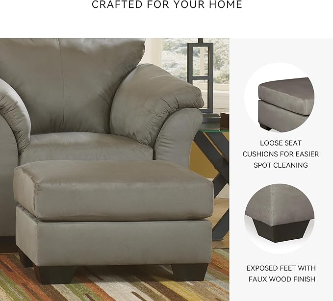Signature Design by Ashley Darcy Casual Plush Square Accent Ottoman, Grayish Brown
