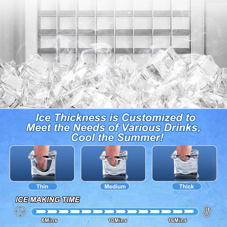 120LB/Day Commercial Under Counter Ice Maker with Smart LCD & Customizable Ice – Under Counter Freestanding, Built 25LBS Ice Storage 6-Min Quick Cycle, Energy Efficient