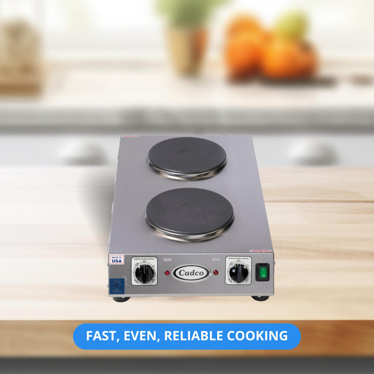 CDR 2CFB Portable Double Cast Iron Space Saver Hot Plate