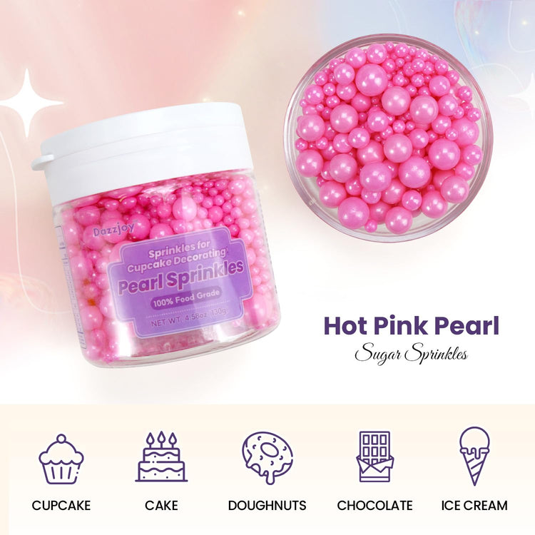 Edible Hot Pink Pearl Sprinkles (4.5 Ounce)