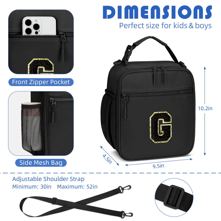 Lunch Box Kids Large Initial Insulated Lunch Bag for Girls