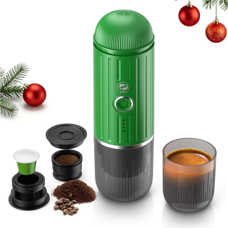 2-in-1 Portable Espresso Maker For Nespresso Pod＆Ground,Green (2.09 Ounce)
