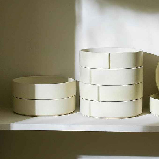 Stone Lain Bao 4-Piece Pasta Bowl Set Stoneware, Beige