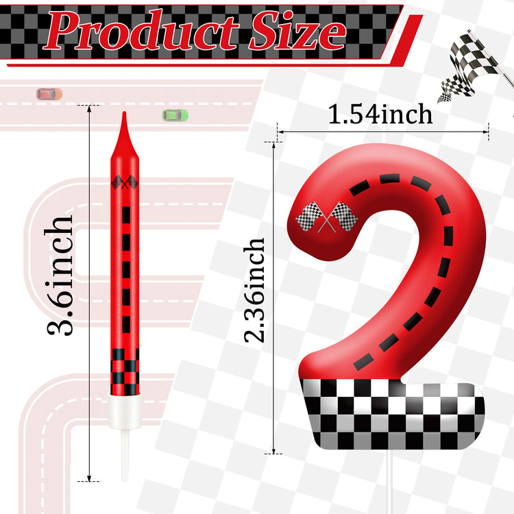 13PCS Racing Car Theme Birthday Candle Set with Checkered Flag Design (13 Count)