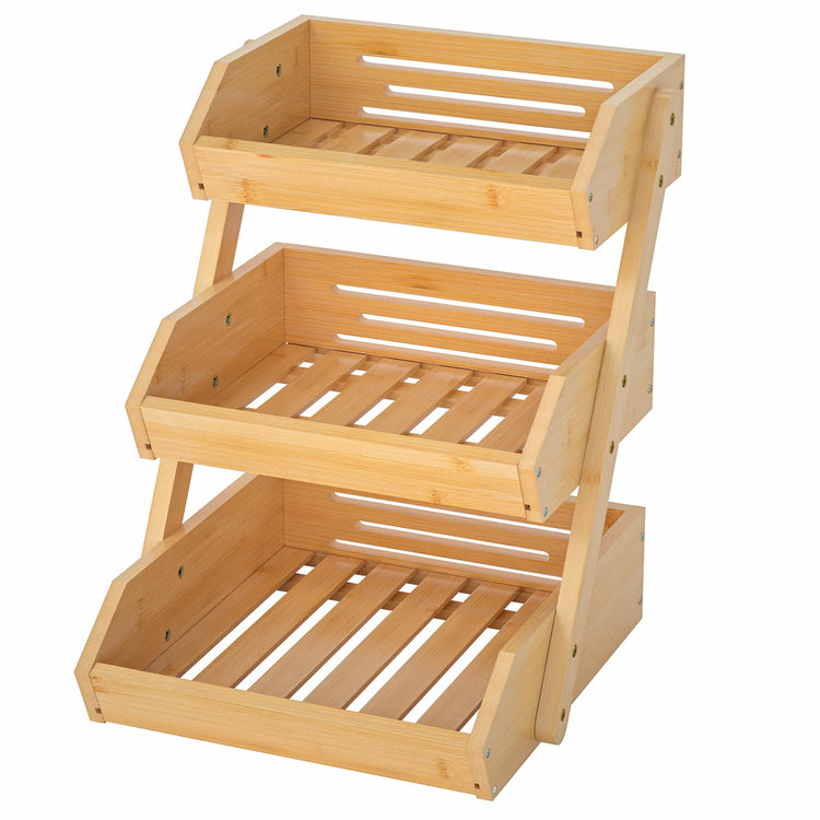 3 Tier Bamboo Fruit Basket for Kitchen Counter