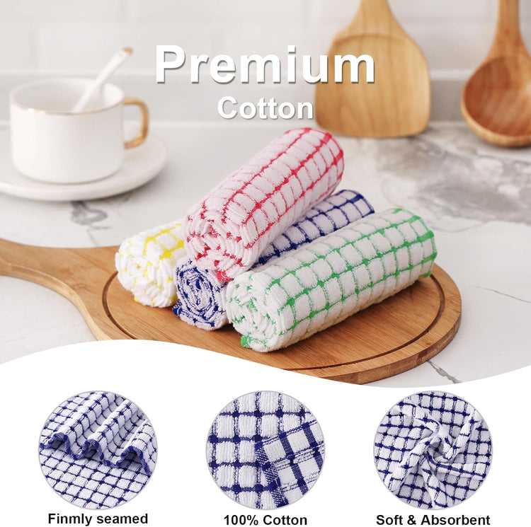 Kitinjoy Cotton 16 Pack Terry Kitchen Dish Cloths, 12 x 12 Inches Super Soft and Absorbent Dish Rags, Quick Drying Dish Towels for Washing Dishes, Mixed Color - Nestoria
