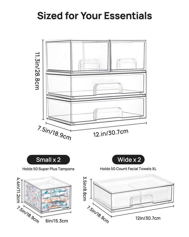 Clear Stackable Storage Drawers Set of 4 (4 Count)