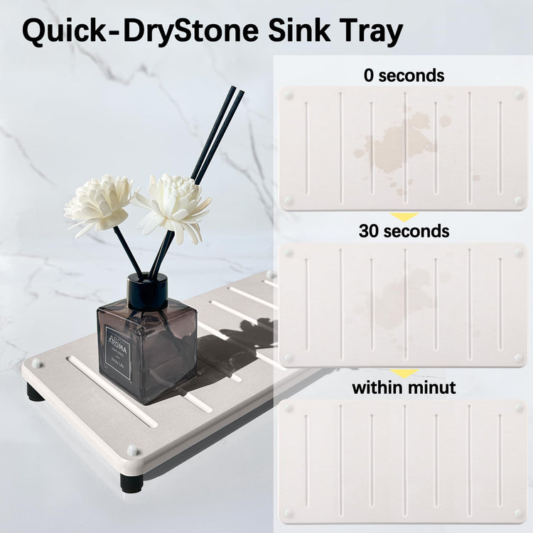 2PCS Water Absorbing Stone Drying Mat for Bathroom Sink & Kitchen Counter Organizer (2 Count)