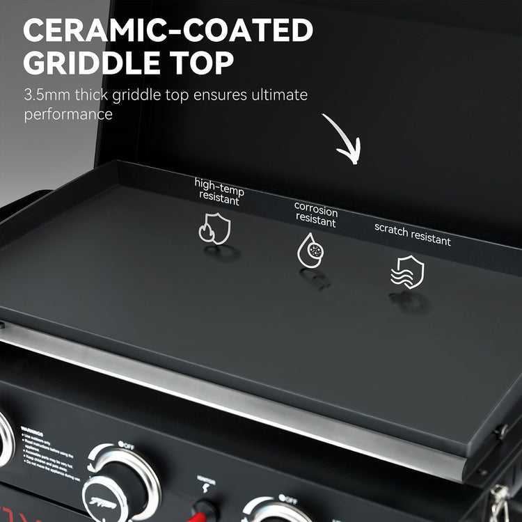 PD3001 3 Burner Propane Gas Griddle with Collapsible Stand