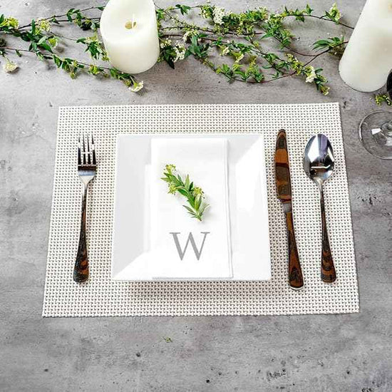 Luxenap 15.8 X 7.9 Inch Linen-Feel Guest Towels, 2000 Lettered Hand Towels - Silver Letter 'W', Sans Serif Font, White Paper Dinner Napkins, airlaid, For Restrooms And Tables - Restaurantware