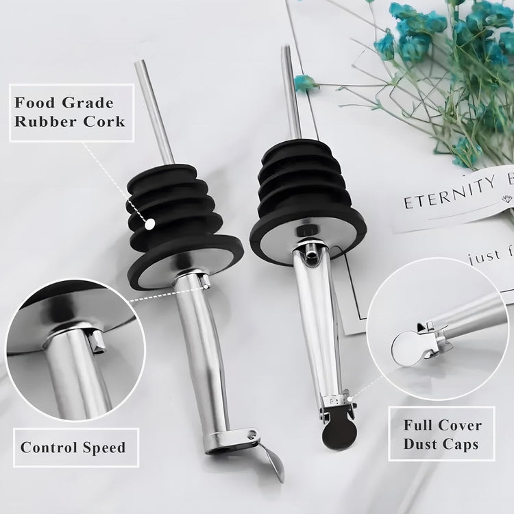 2 Pack Oil Pourerswith Flip Top, Olive Oil Dispenser Spout, Oil Spout Liquor Bottle Pourer Spouts, Speed Pour Spouts for 3/4" Bottle Mouth