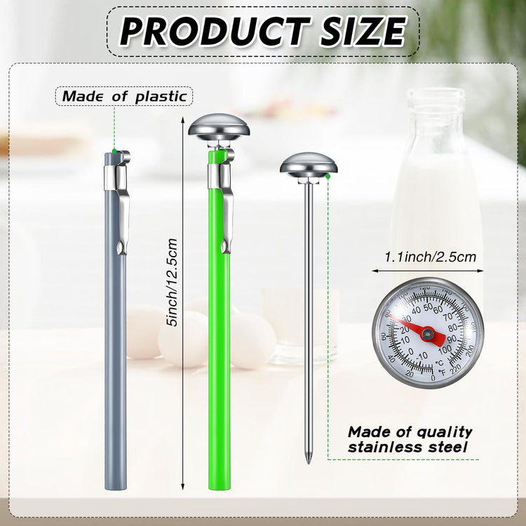 6 Pcs Stainless Steel Kitchen Dial Thermometer 5"