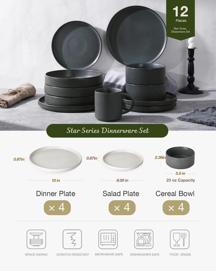 Star Stoneware Dinnerware Set (12 Count)