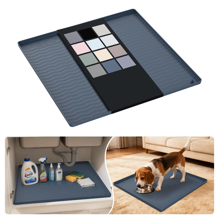 Waterproof Silicone Under Sink Mat 22'' x 22'' Shelf Liner for Kitchen and Bathroom