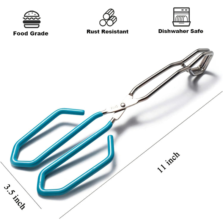 11 Inch Hiash Blue Stainless Steel Scissor Tongs