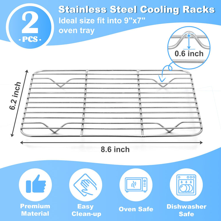 8.6" x 6.2" Cooling Baking Wire Racks Pack of 2 (2 Count)