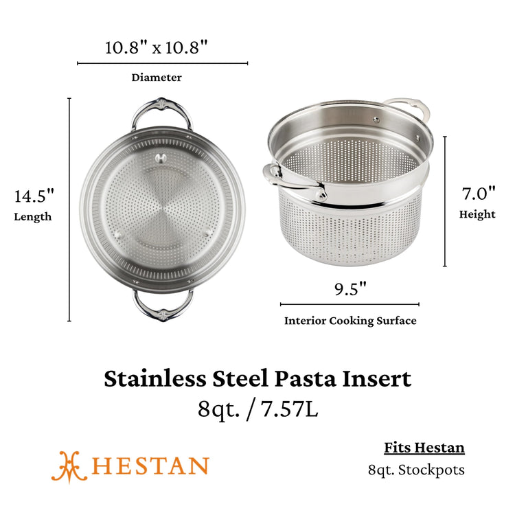 Provisions 8 Quart Stainless Steel Pasta Insert and Steamer Basket