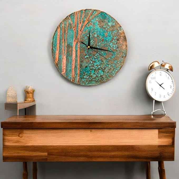 Handmade Copper Wall Clock Artisan Touch in Every Piece - Tree of Time Wall Decor Clock for Living Room, Office, Kitchen & Bedroom