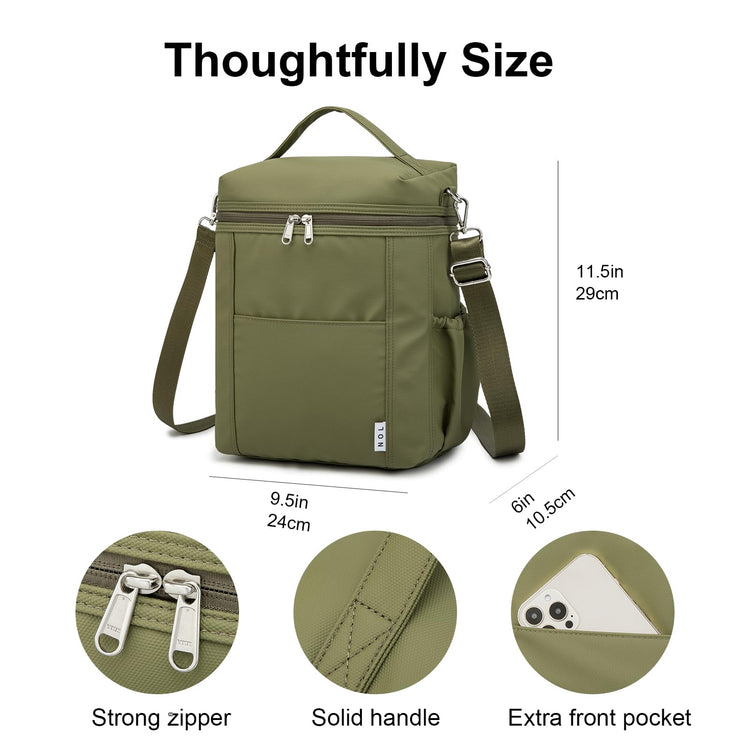 NOL Insulated Lunch Bags for Women Cooler Bag Lightweight Nylon Waterproof Lunch Box for Work