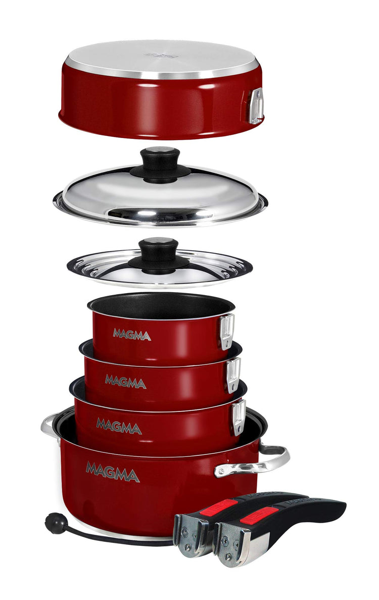 A10-366-MR-2-IND 10 Pc Stainless Steel NonStick Nesting Cookware Set