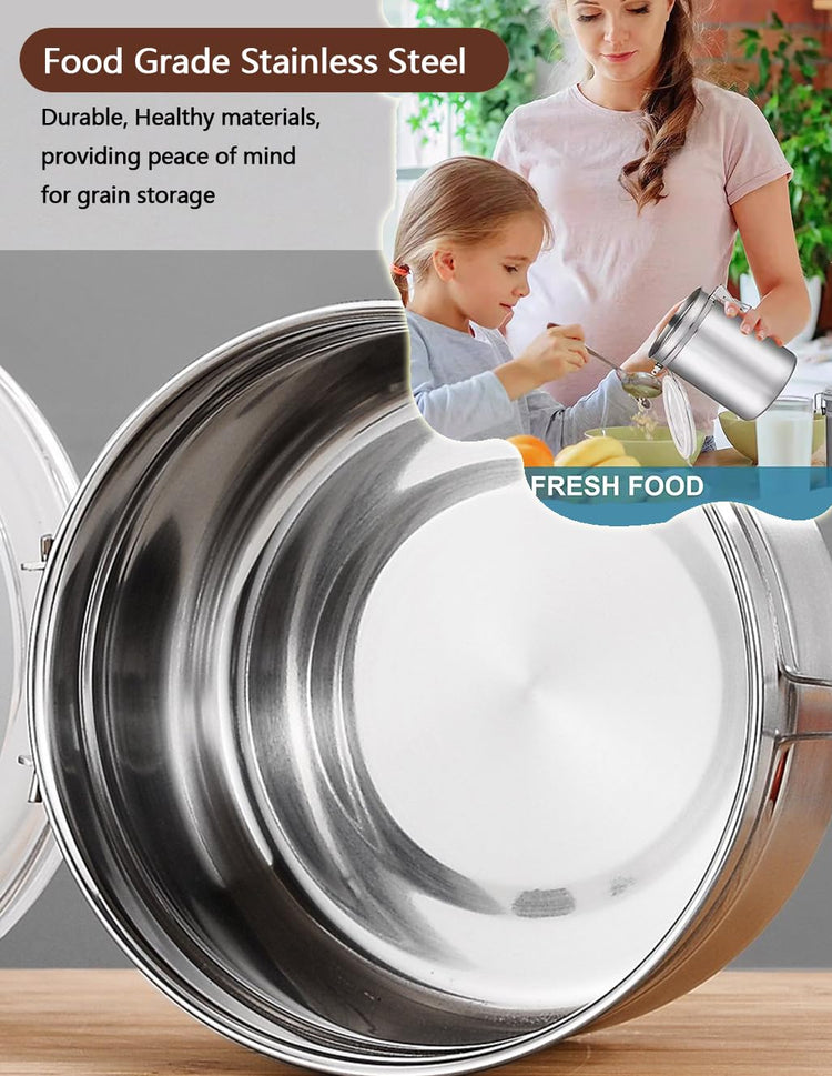 Stainless Steel Food Container with Clear Lids Airtight Storage Container Stackable Small Canisters Kitchen Pantry Storage for Cereal