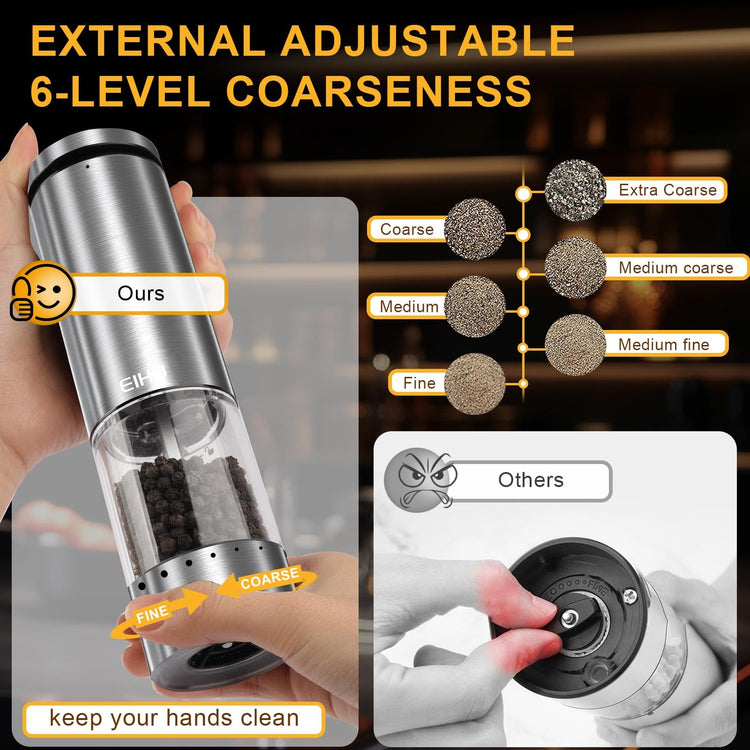 Electric Salt and Pepper Grinder Set USB Rechargeable