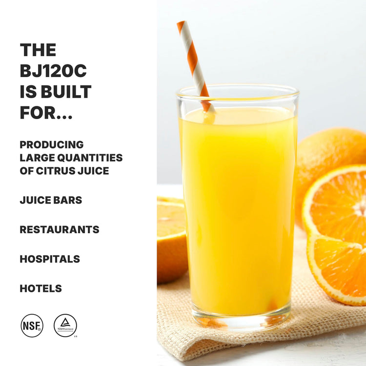 Compact Electric Citrus Juicer with 120 Oranges per Hour Capacity