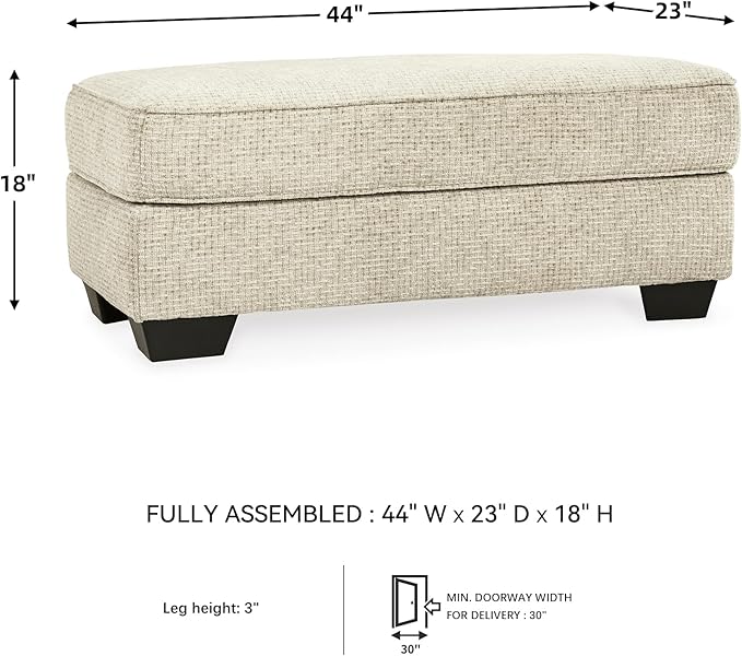 Signature Design by Ashley Monaghan Classic Upholstered Ottoman, Beige